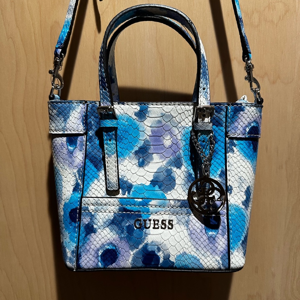 Guess Blue and White Floral Tote